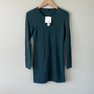 NWT Theory Jiya C Cashmere Blue/Dark Teal Mini Sweater Dress Small